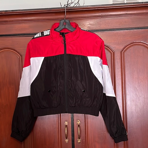 New Look Love & Respect Cropped Full Zipper Block Color Lined Jacket Size Large - Picture 1 of 12